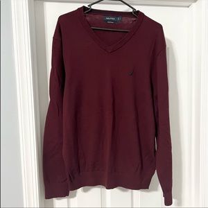NWOT Nautica V-Neck Sweater Maroon Red Casual Dress